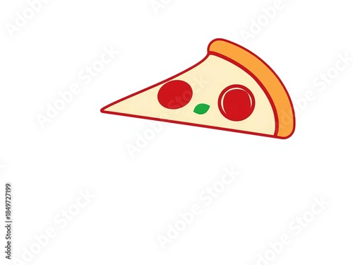 Simple flat icon of a pizza slice on a white background, vector illustration,  takeout,  symbol
