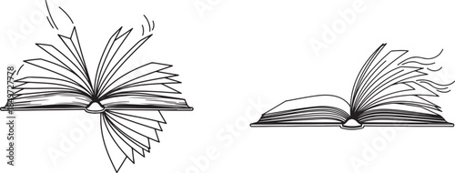 Swirling and Flowing Open Books – Dynamic Knowledge and Imagination Symbol Vector Illustration