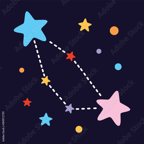 cartoon constellation, flat style