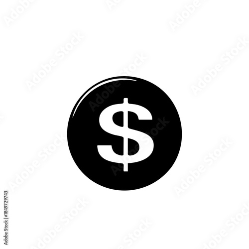 Black Circle with White Dollar Sign Icon.