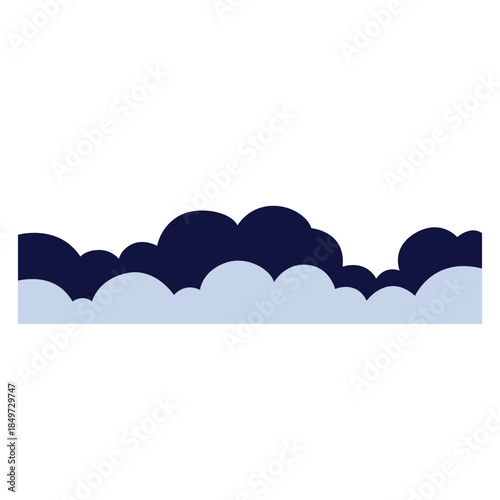 Stylized Dark Blue and Light Blue Clouds Border.