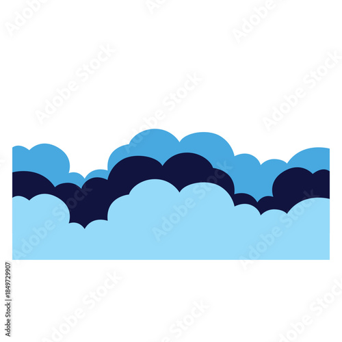 Stylized Layered Clouds in Shades of Blue.