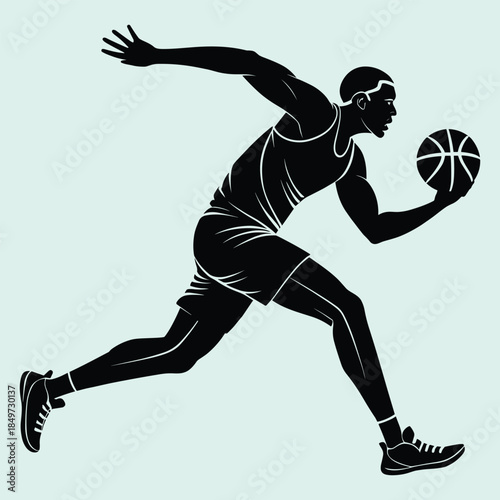 Dynamic Basketball Player Silhouette - Athletic Action Vector Graphic