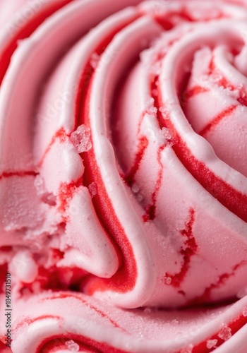 Creamy strawberry ice cream with a fresh, sweet and refreshing look.
