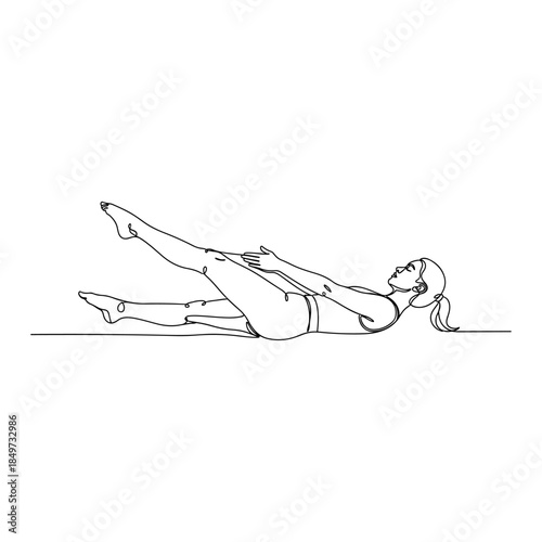 Woman performing pilates exercise lying on back illustration.