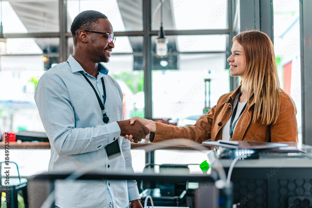 Obraz premium Two Product Designers Testing 3D Printed Prototypes