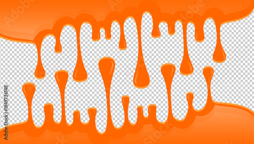 Dripping honey illustration. Honey dripping on tramsparent pattern background. Dripping ice cream illustration. Dripping syrup illustration.