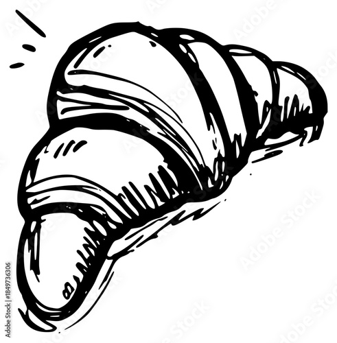 Fresh croissant sketch doodle illustration