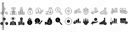 Business growth icon set. Profit Illustration sign collection. Development symbol. analytics logo.