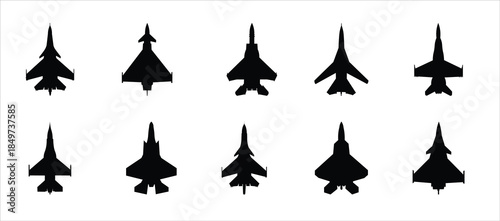  jet silhouette illustration vector set