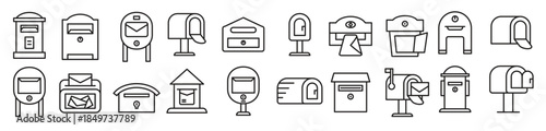 mailbox and post icons set