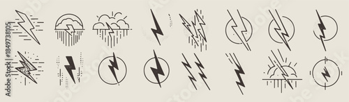 minimal electric thunderstorm hand drawn art
