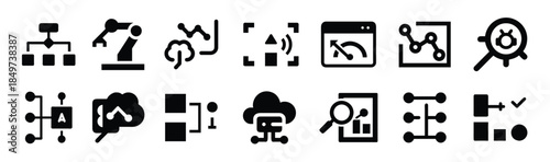 modern ai icons for artificial intelligence and automation