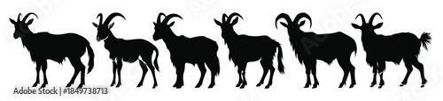 mountain goat silhouette black clipart set goat silhouettes