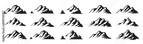 mountain and landscape silhouettes for nature and adventure