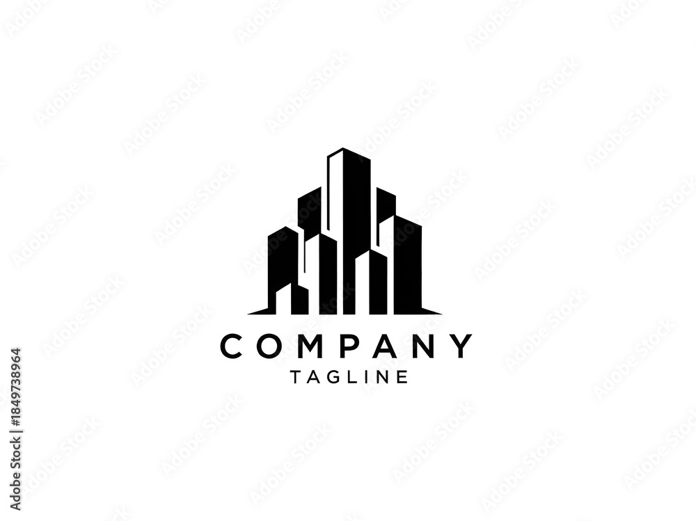 Fototapeta premium Modern company logo with cityscape design and tagline