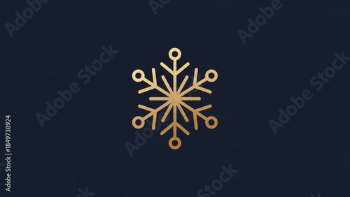 Golden Snowflake Design on Dark Blue Background Winter Wonderland Icon