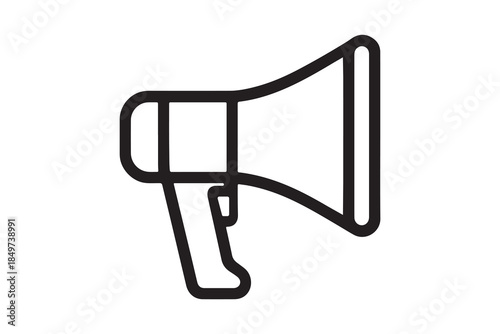 Black and white megaphone icon isolated on transparent background