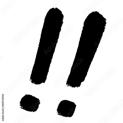 筆描き風の二重感嘆符（ダブルエクスクラメーション）の手書きイラスト素材