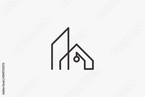minimalist line art house interior logo