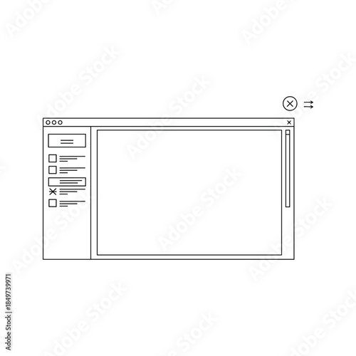 Simple line drawing of a computer window with menu options