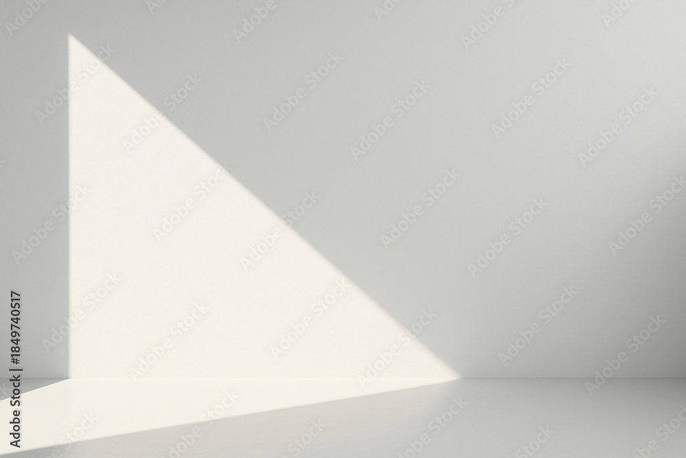 Obraz premium Minimal White Wall with Large Triangular Sunlight