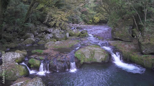 菊池渓谷の広河原の風景