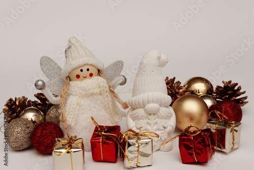 Christmas Ornaments on White Background