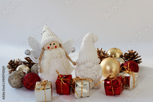 Christmas Ornaments on White Background