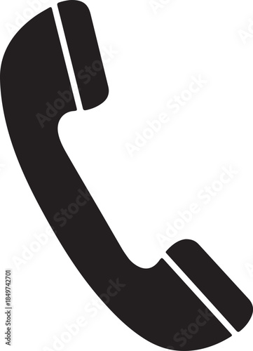 Telephone Symbol Icon: A simple yet effective telephone handset symbol. The iconic image is widely recognized, and immediately communicates themes of communication, telecommunications.