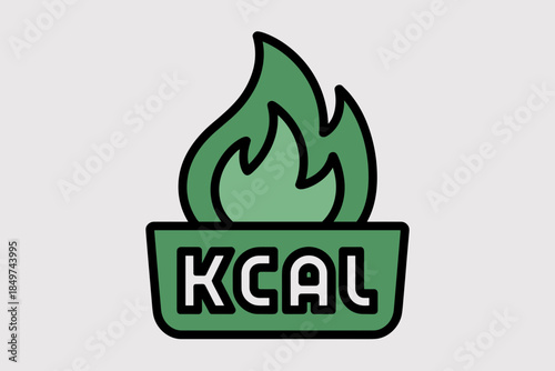 Kcal Burning Fire Green Icon Represents Calorie Count and Energy Expenditure