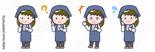 スマートフォンを使う「スタッフ」の女性