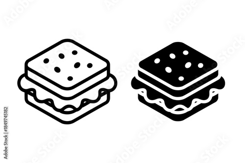Square Sandwich Icon Vector Illustration of Food on White Background