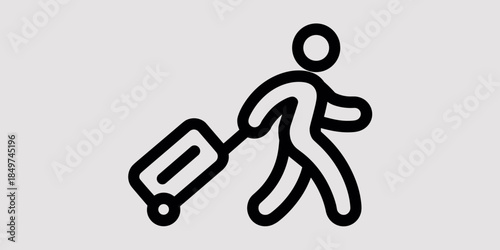 Line Art of Person with Suitcase Illustration of Travel and Mobility