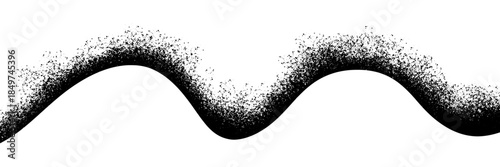 Abstract black grunge wave texture created with spray and dust effect on a clean white background.