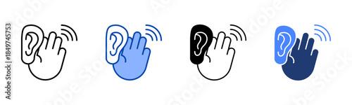 Hearing icon set multiple style collection