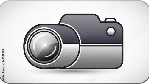 A sleek gray digital camera with a large lens on a white background, perfect for photography and technology concepts