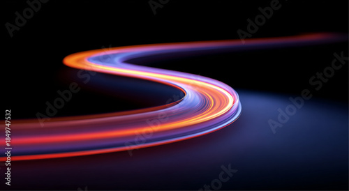 Neon speed lines twist and swirl across a futuristic night city road. Glowing trails emphasize fast motion and energy flow. Abstract digital illustration isolated in vector.