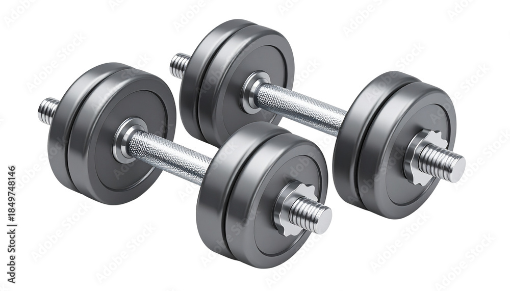 Fototapeta premium Dumbbells isolated on transparent background, home workout concept