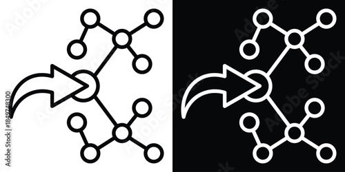 Share line and glyph icon style on white and black background