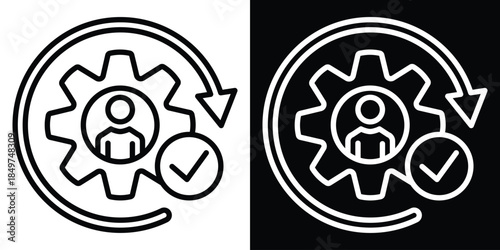 Personalization line and glyph icon style on white and black background