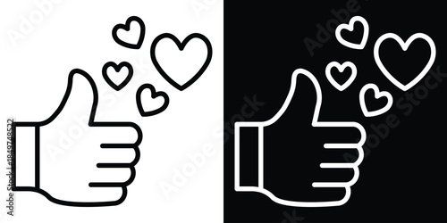 Like line and glyph icon style on white and black background