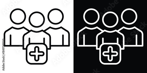 Follower line and glyph icon style on white and black background