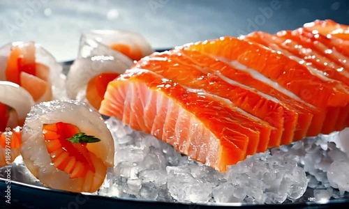 Ikan salmon segar yang telah di fillet 