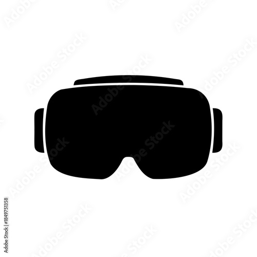 Black and white silhouette of a virtual reality headset or goggles