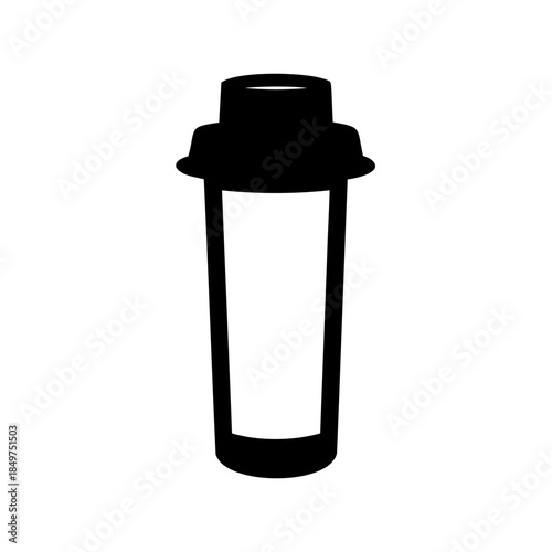 Silhouette cocktail shaker design, black minimalist style for bar equipment element