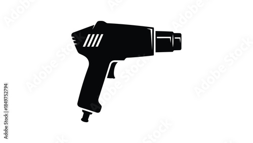 Black silhouette of a heat gun tool on a isolated on white background