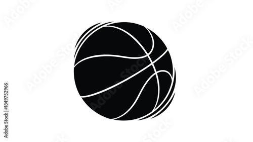 Black silhouette basketball icon symbol flat minimalist isolated on white background