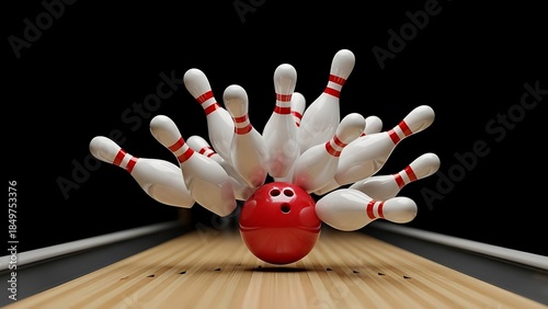 Bowling Strike Action Competitive Game Scene