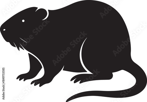 Stylized vector illustration of a beaver silhouette isolated on white background